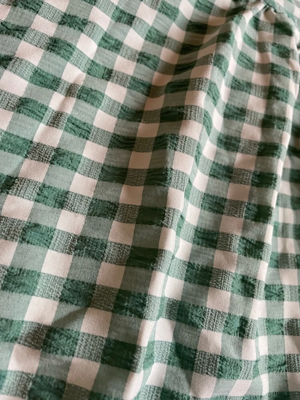 Green Gingham Sleeveless Collared Blouse | Flowy Button Front Top | Size S - Picture 2 of 6